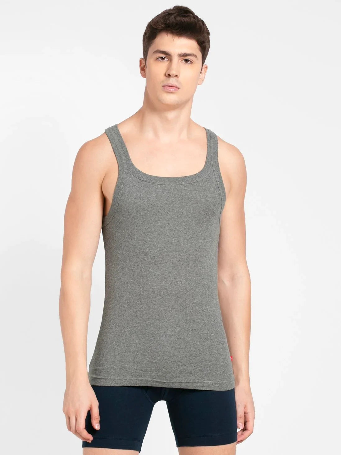 JOCKEY US26 Men's Super Combed Cotton Rib Square Neckline Gym Vest | INEZY