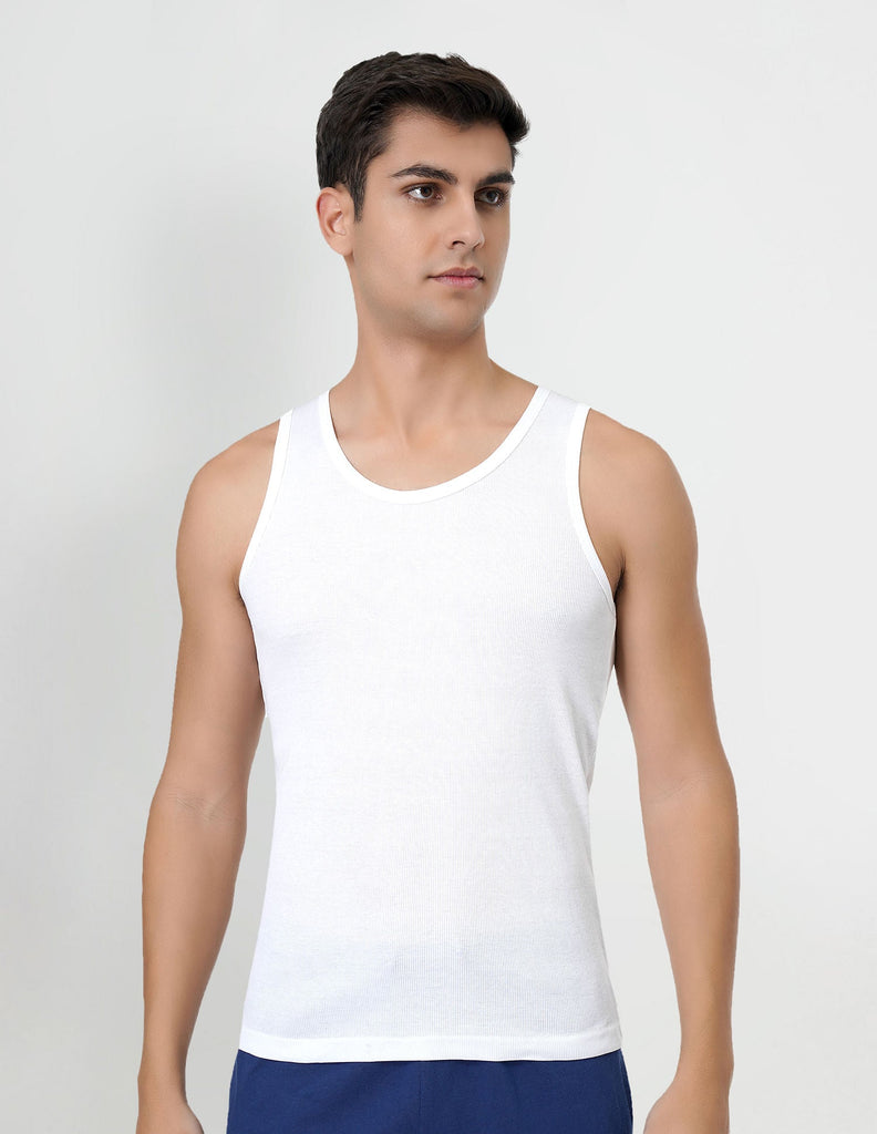 USPA White Solid cotton vest