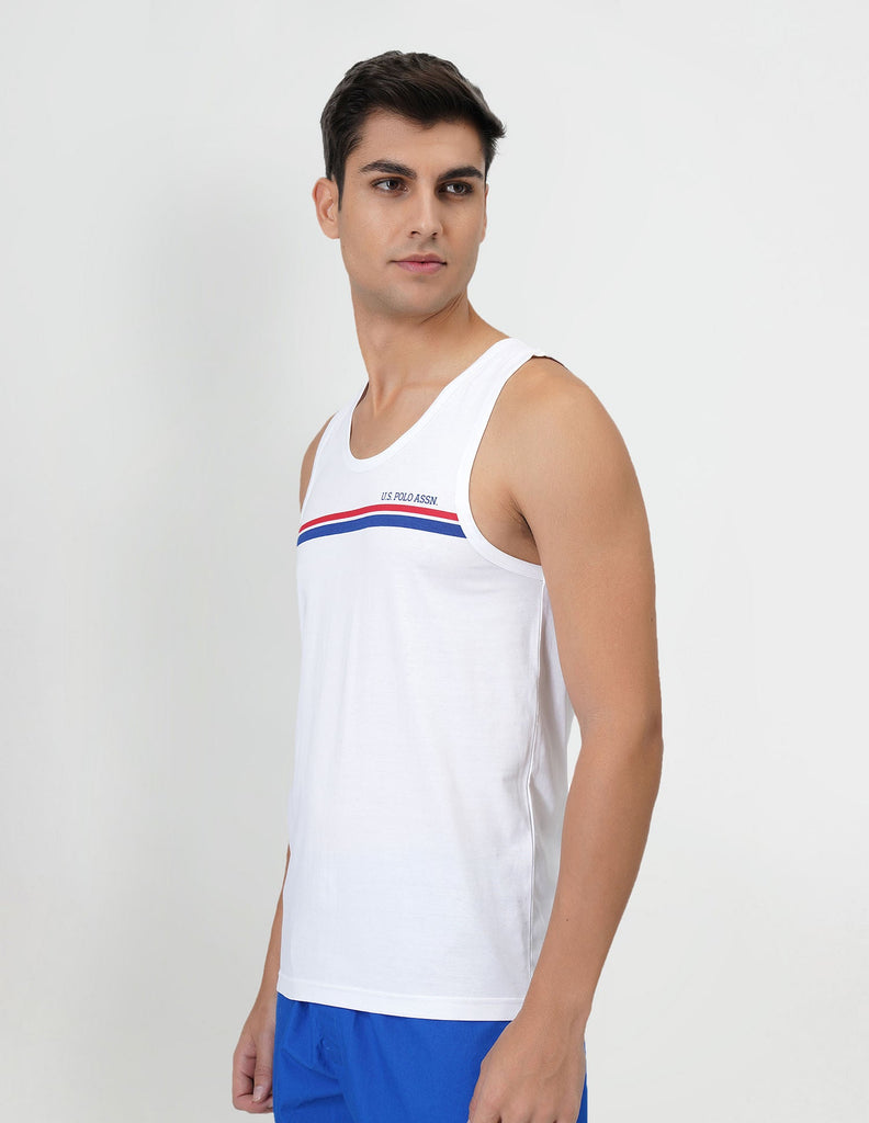 USPA White Stripped Vest