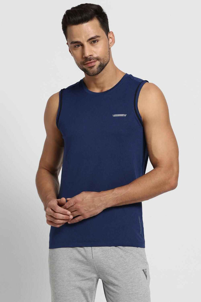 Men Navy Active Vest