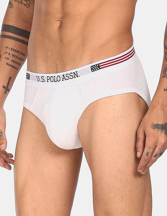 White USPA Men's Solid Brief