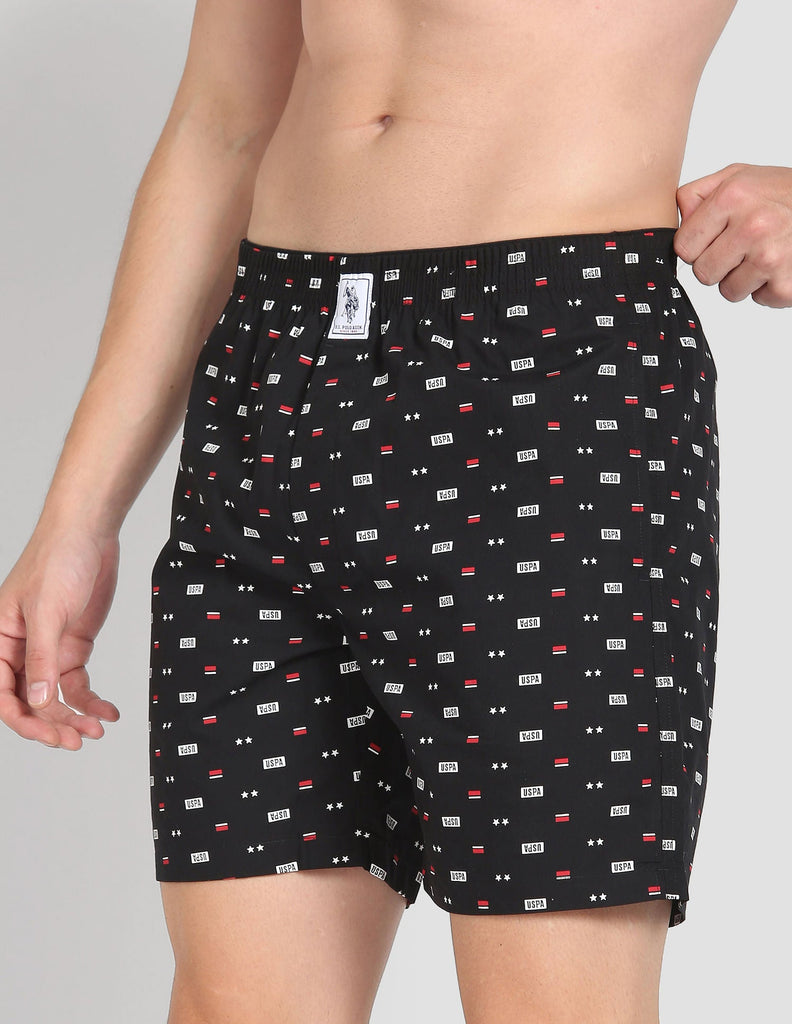 Black USPA Printed Boxers