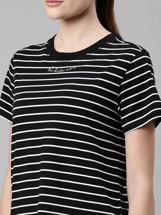 Jet Black Stripe/ Be Here Now Graphic Enamor Active Cotton Tee