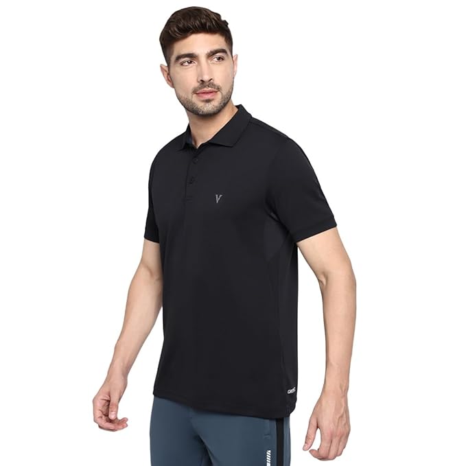 Van Heusen Black Activewear Polo T-Shirt