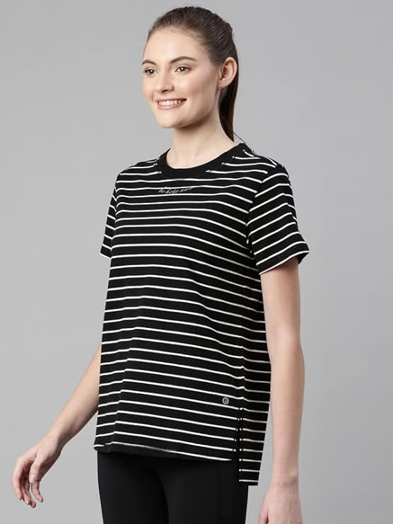 Jet Black Stripe/ Be Here Now Graphic Enamor Active Cotton Tee