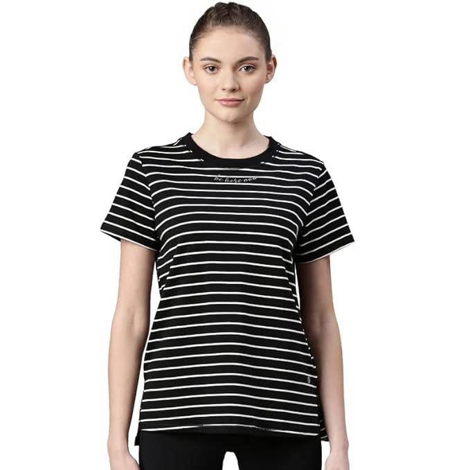 Jet Black Stripe/ Be Here Now Graphic Enamor Active Cotton Tee