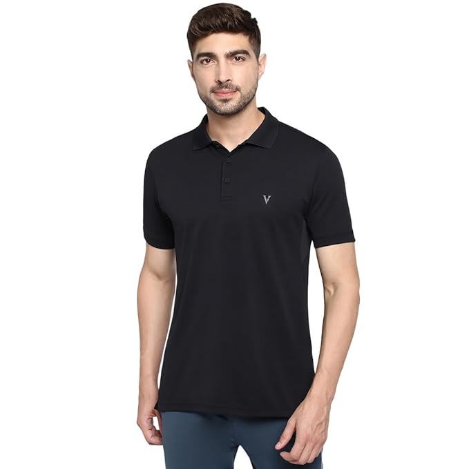 Van Heusen Black Activewear Polo T-Shirt