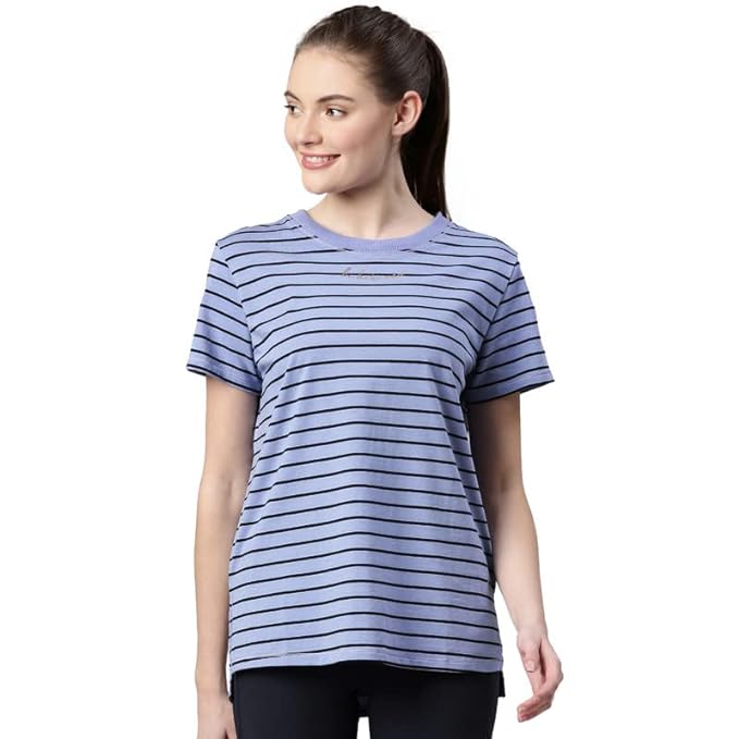 Purple Slate Stripe/ Be Here Now Graphic Enamor Active Cotton Tee