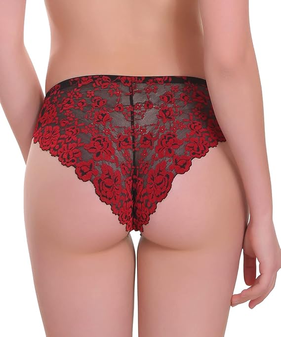 Red on black Gold Lace Panty 