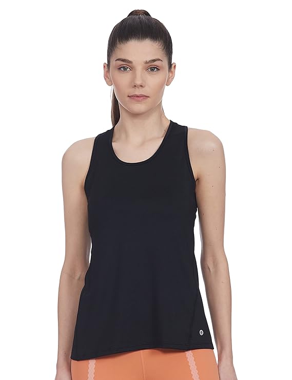 Jet Black Enamor Active Racer Tank