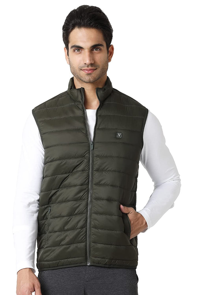 Military Green Van Heusen Men Quilted jacket