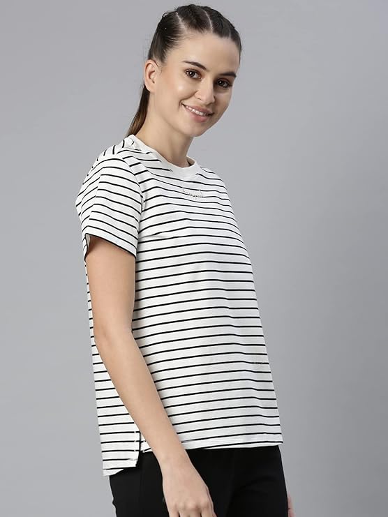 Ivory Stripe/happy soul Enamor Active Cotton Tee