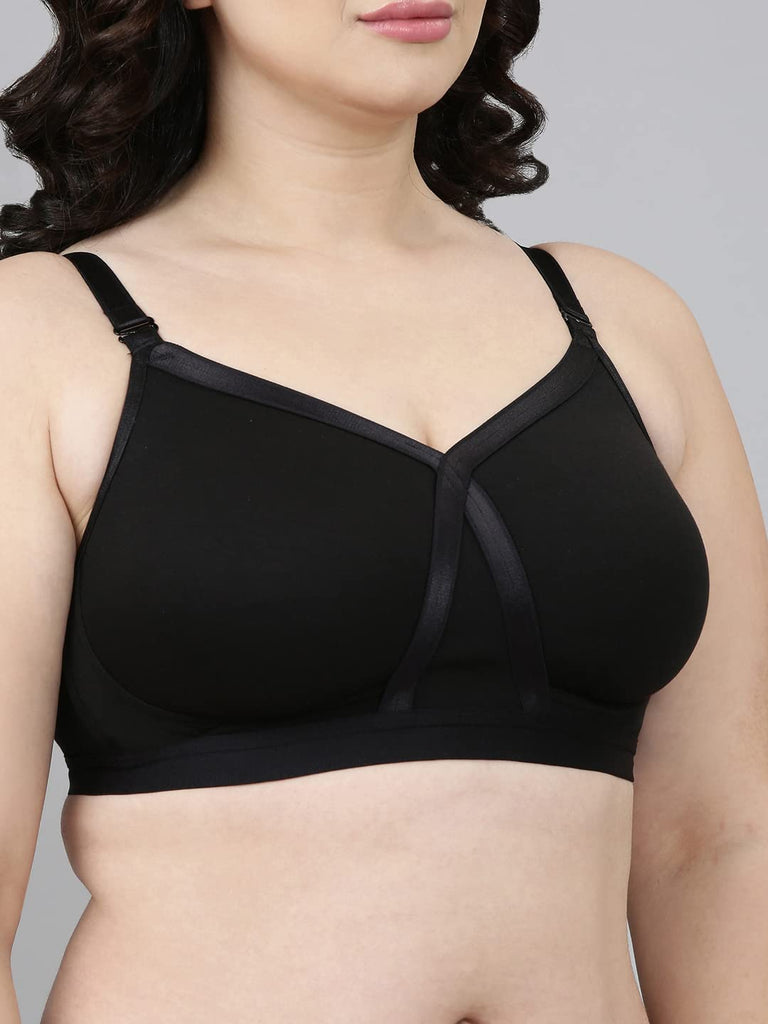 Black Enamor Engineered X-Frame Lift Cotton Bra