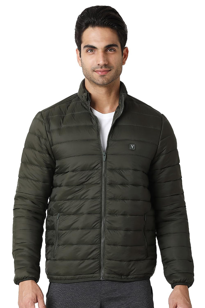 Military Green Van Heusen Men Quilted Jacket