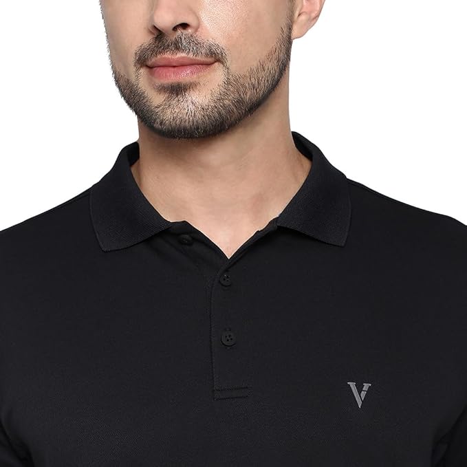 Van Heusen Black Activewear Polo T-Shirt