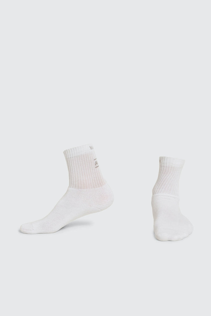 Men White Solid Socks