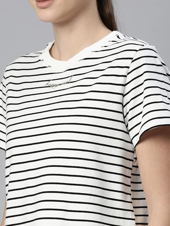 Ivory Stripe/happy soul Enamor Active Cotton Tee