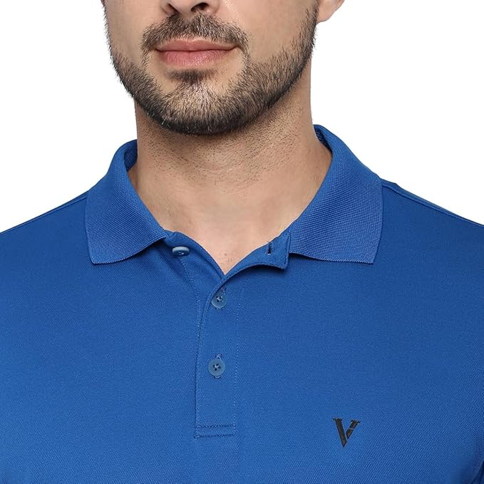 Van Heusen Swiss Blue Activewear Polo T-Shirt