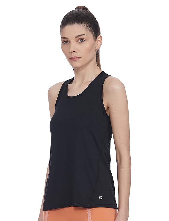 Jet Black Enamor Active Racer Tank