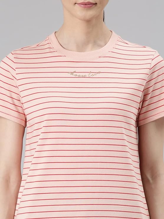 Soft Pink Stripe Choose Love Graphic Enamor Active Cotton Tee