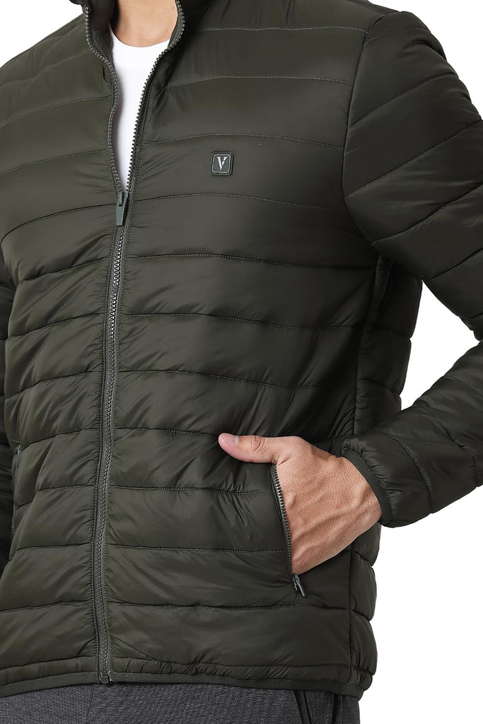 Military Green Van Heusen Men Quilted Jacket