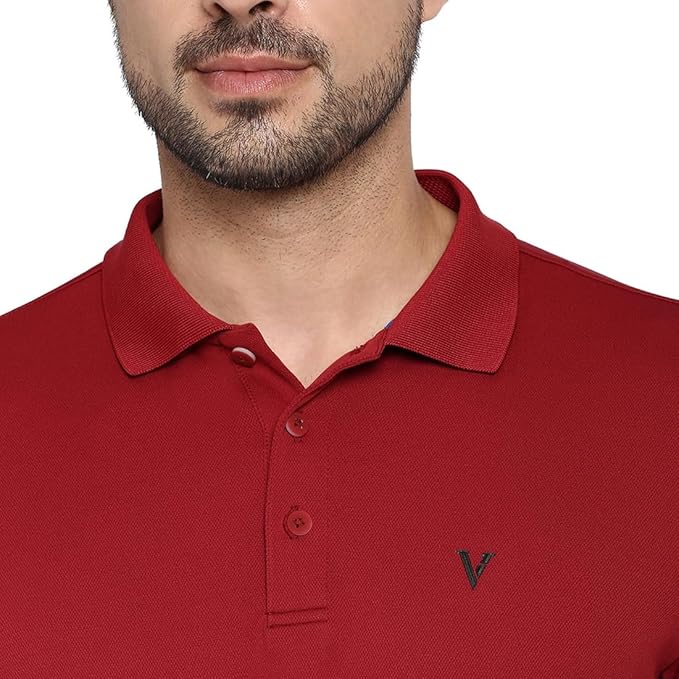 Van Heusen Wine Activewear Polo T-Shirt