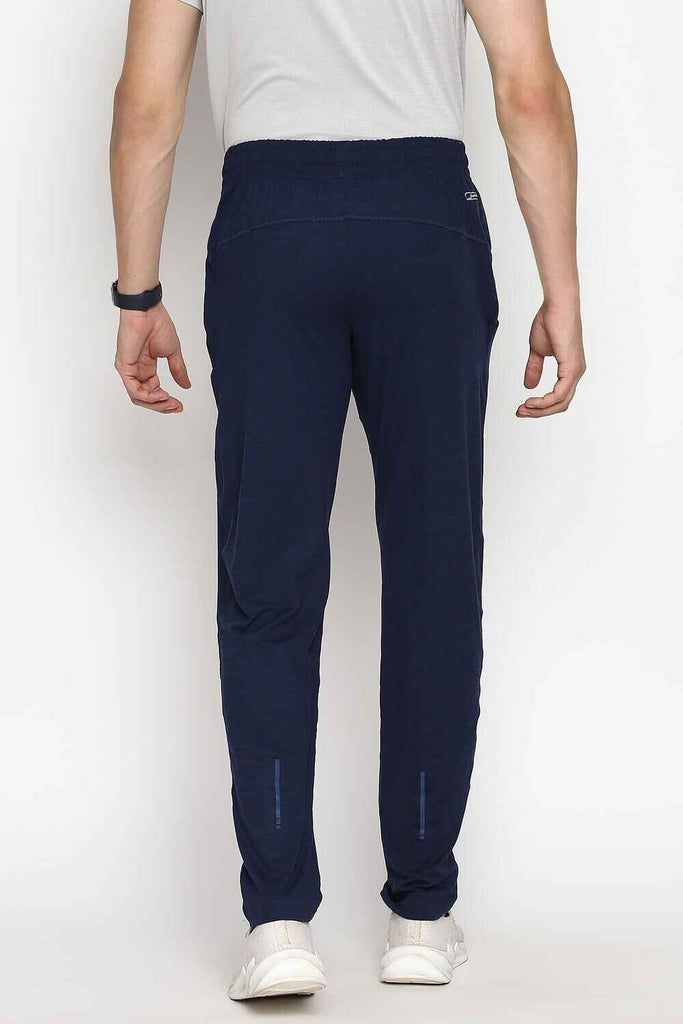 Men Navy Melange Track Pants