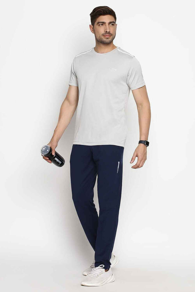 Men Navy Melange Track Pants