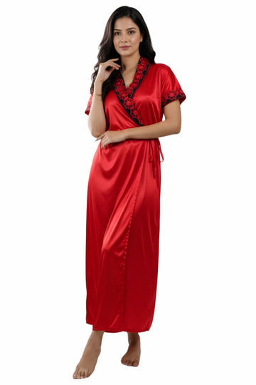 Honeymoon Night Gown for Women Full length Bridal Nighty Set with Robe –  INEZY