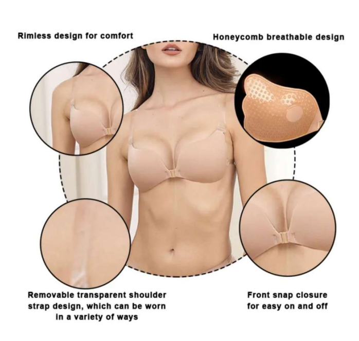 Adhesive bra with straps