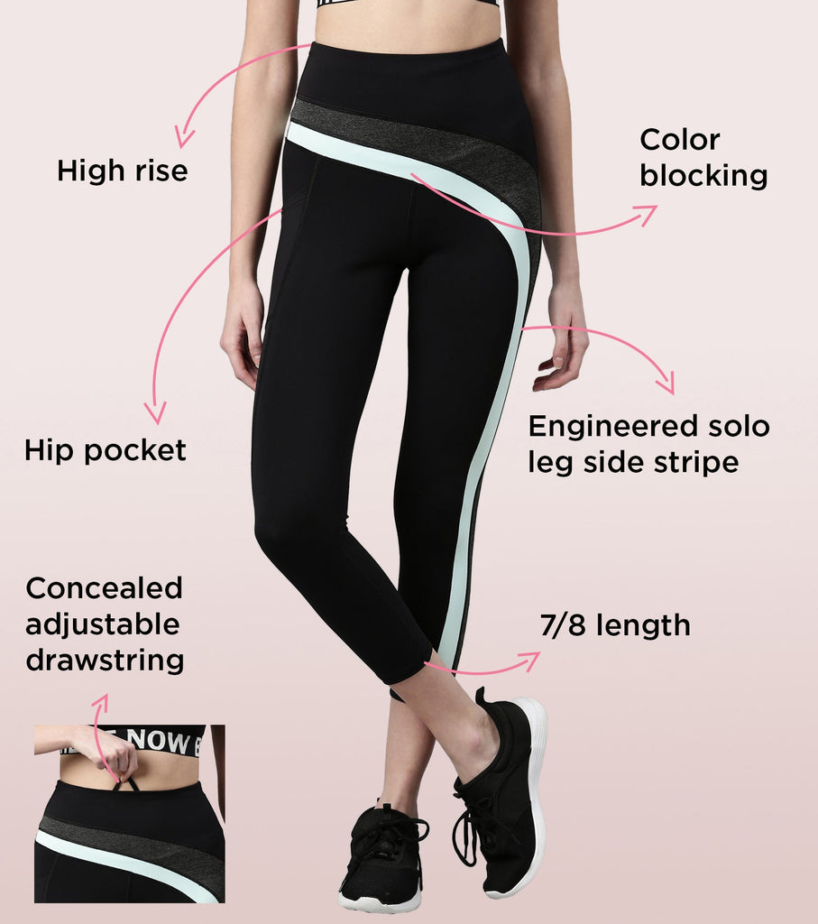 Jet Black Enamor Active Solo Legging