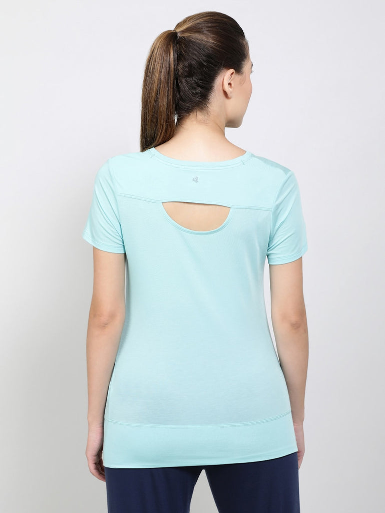 aqua Haze JOCKEY Women's Relaxed Fit Half Sleeve T-Shirt