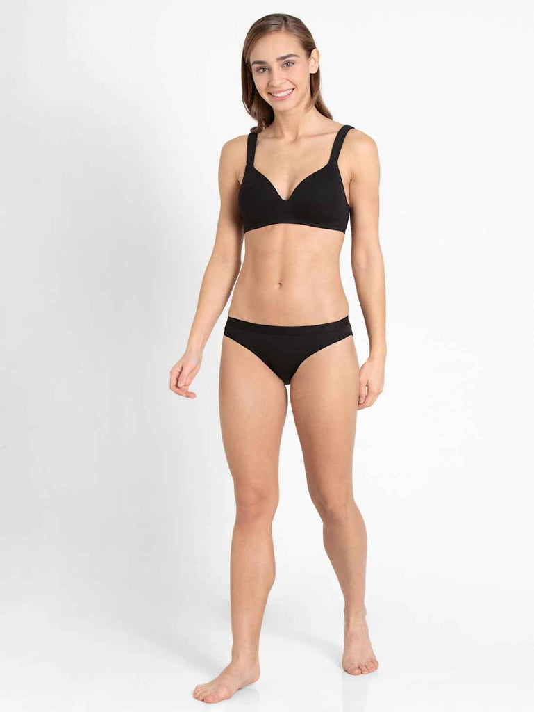 Black JOCKEY Women's Mid Waist Bikini.