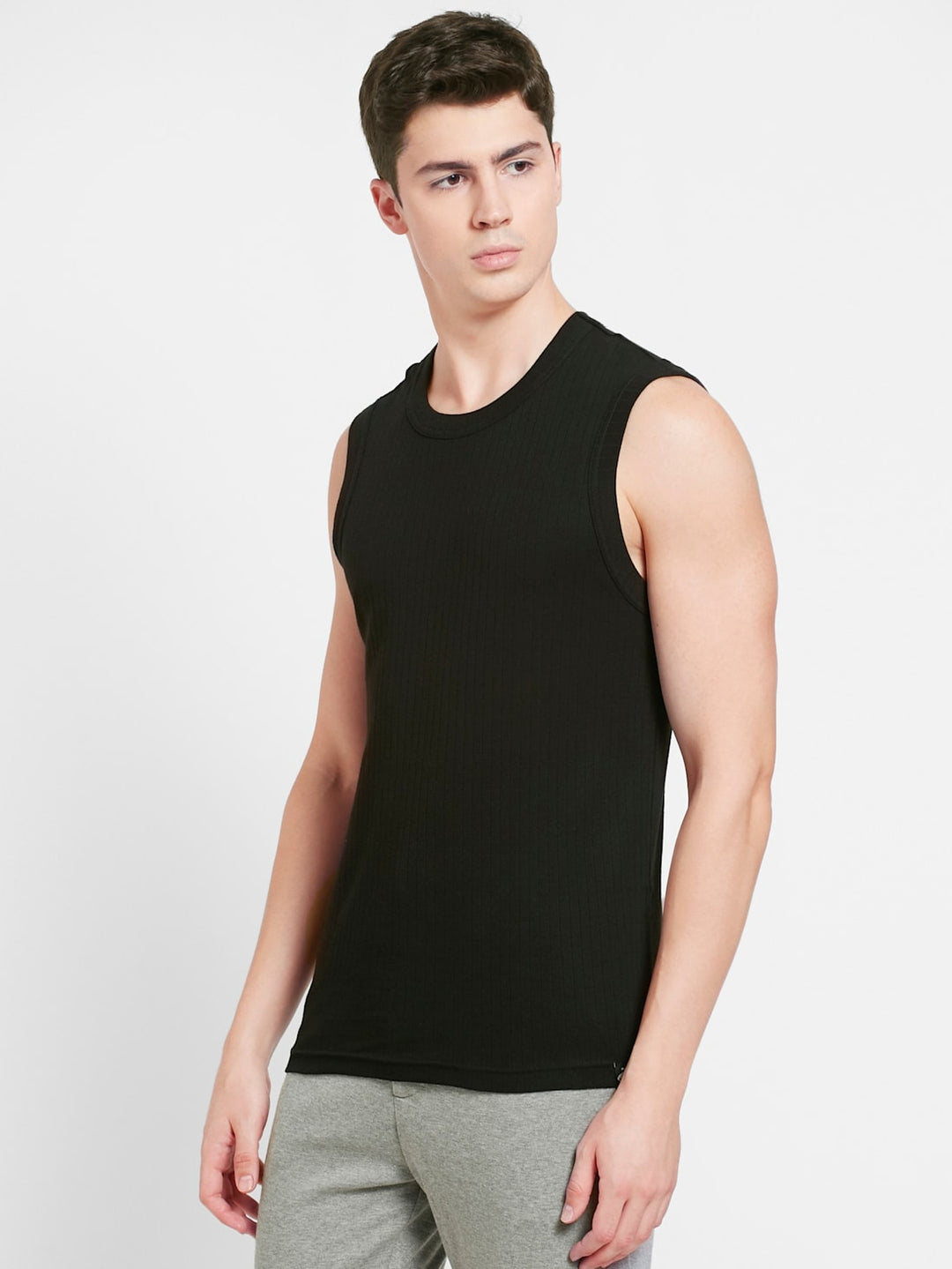 Men's Super Combed Cotton Round Neck Half Sleeved Vest with Stay