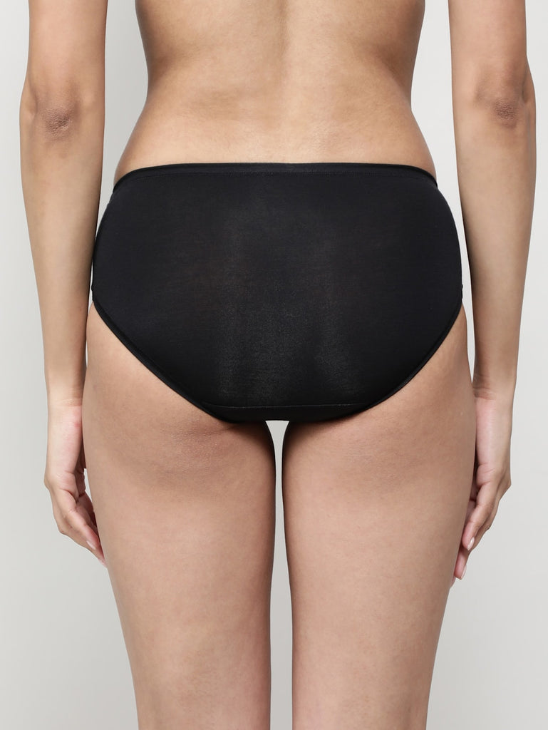 Black  High Coverage High Waist JOCKEY Women's Hipster Panties.