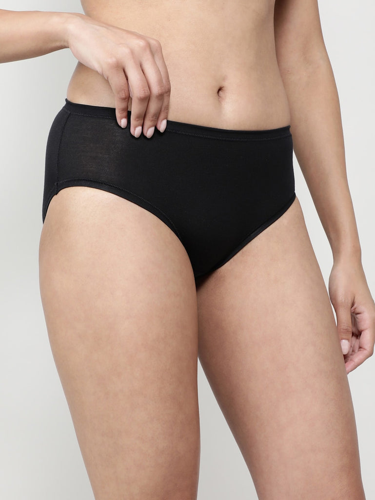 Black  High Coverage High Waist JOCKEY Women's Hipster Panties.