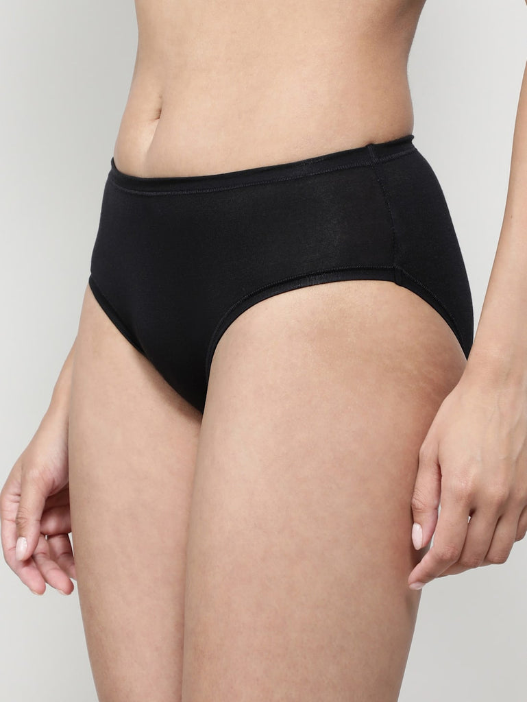 Black  High Coverage High Waist JOCKEY Women's Hipster Panties.