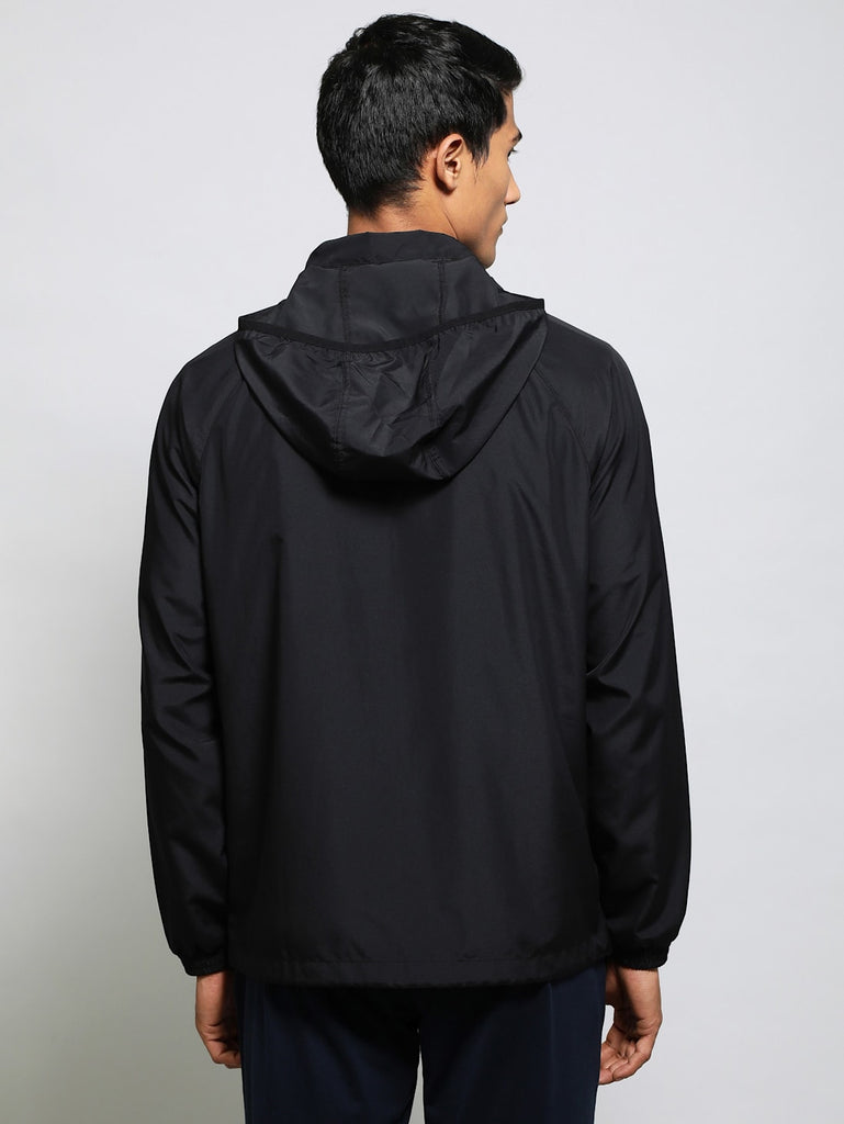 black JOCKEY Men's Microfiber Fabric Water Resistant Convertible Hoodie Jacket