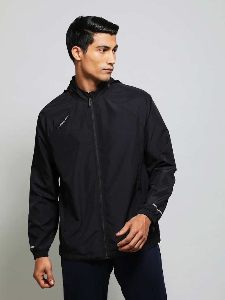 black JOCKEY Men's Microfiber Fabric Water Resistant Convertible Hoodie Jacket