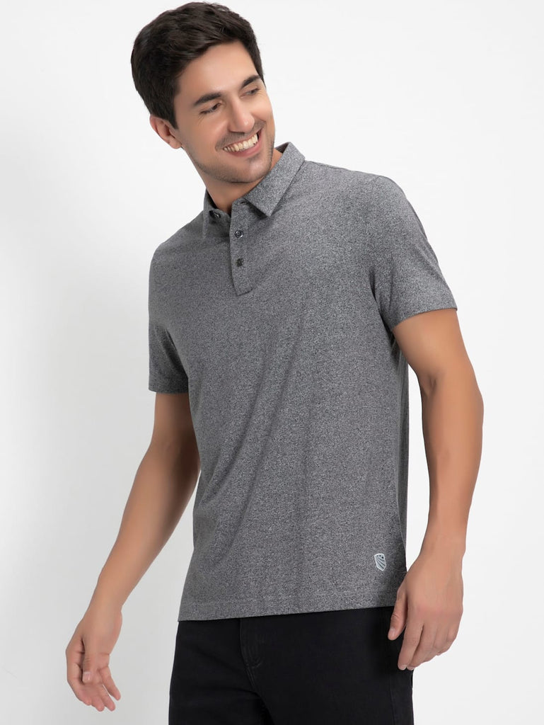 Black jasper JOCKEY Men's Tencel Micro Modal Cotton Half Sleeve Polo T-Shirt