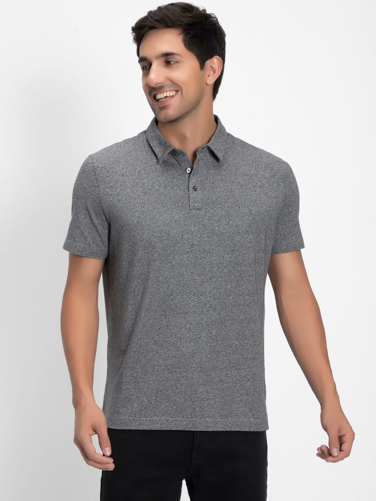 Black jasper JOCKEY Men's Tencel Micro Modal Cotton Half Sleeve Polo T-Shirt