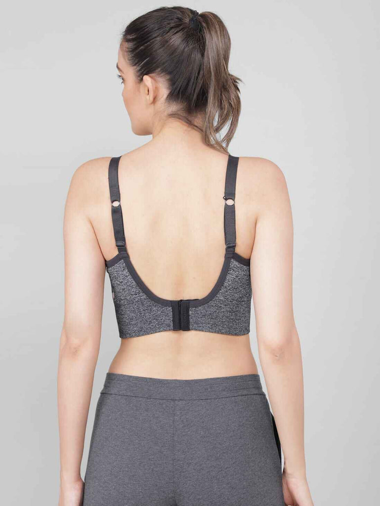 Black Melange JOCKEY Women's Racer Back Sports Bra.