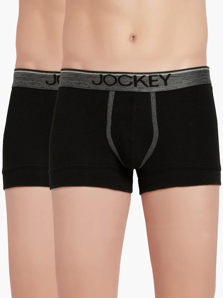 Black Jockey Cotton rib Solid Trunk Underwear For Men