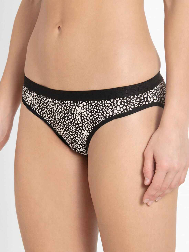 Black Print JOCKEY Women's Mid Waist Bikini.