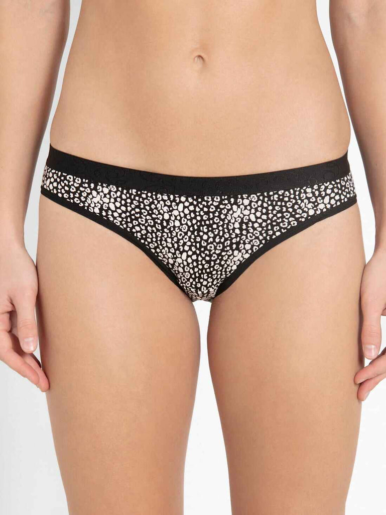 Black Print JOCKEY Women's Mid Waist Bikini.