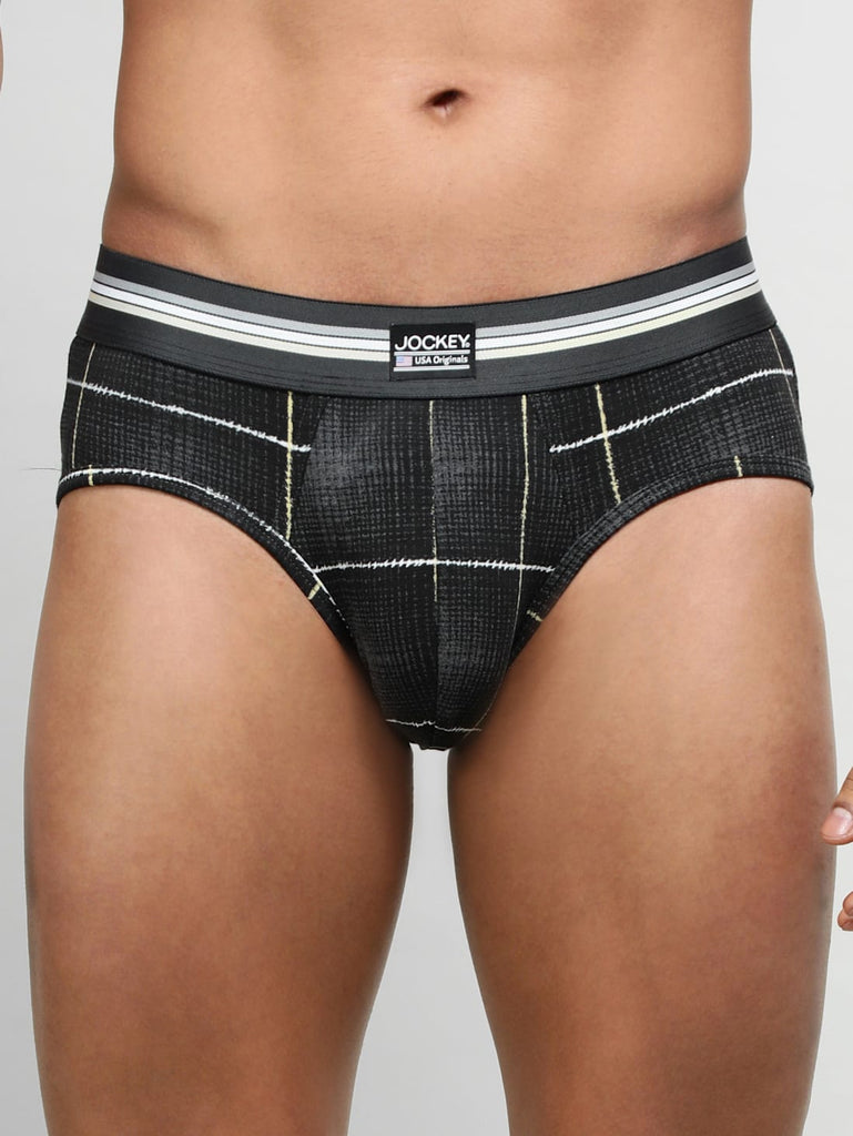 Black JOCKEY Men's Printed Brief (Pack of 2)