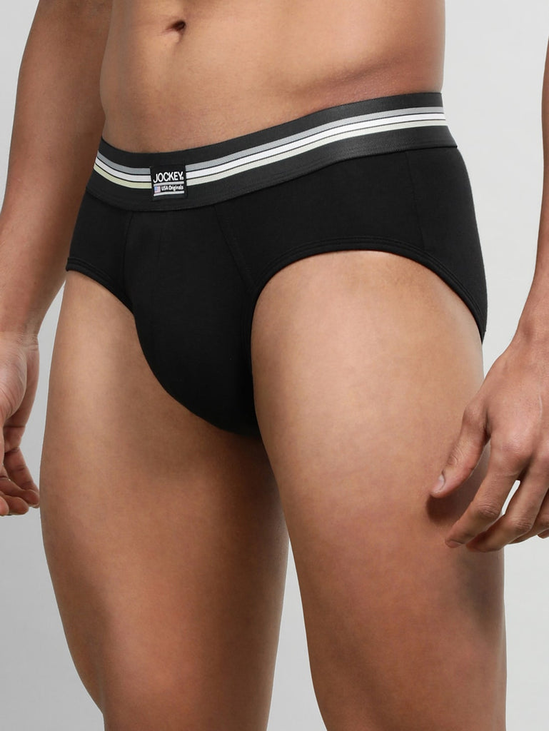 Black JOCKEY Men's Printed Brief (Pack of 2)