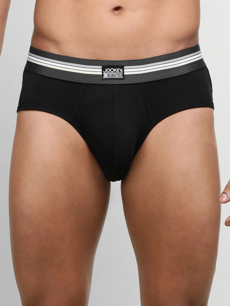 Black JOCKEY Men's Printed Brief (Pack of 2)