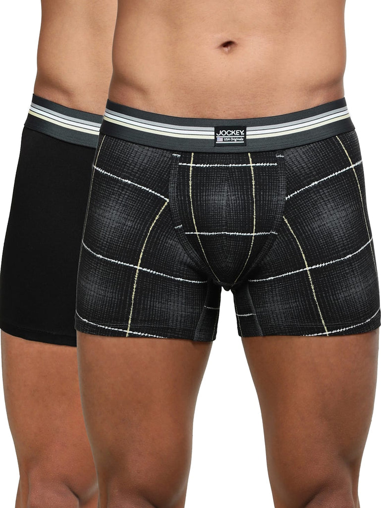 JOCKEY Men's Super Combed Cotton Elastane Stretch Printed Trunk.