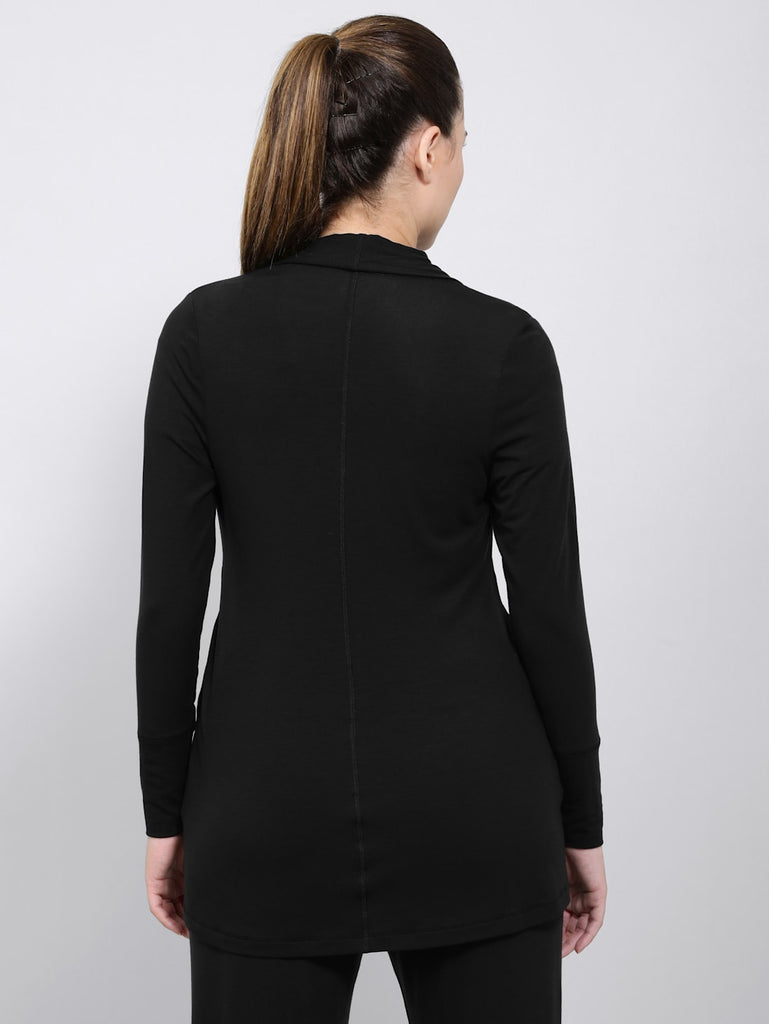 Black JOCKEY Women's Relaxed fit Full Sleeve Shrug.